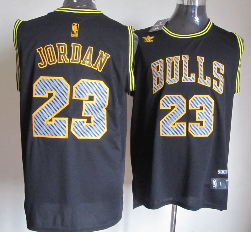  NBA Chicago Bulls 23 Michael Jordan Electricity Fashion Swingman Black Jersey